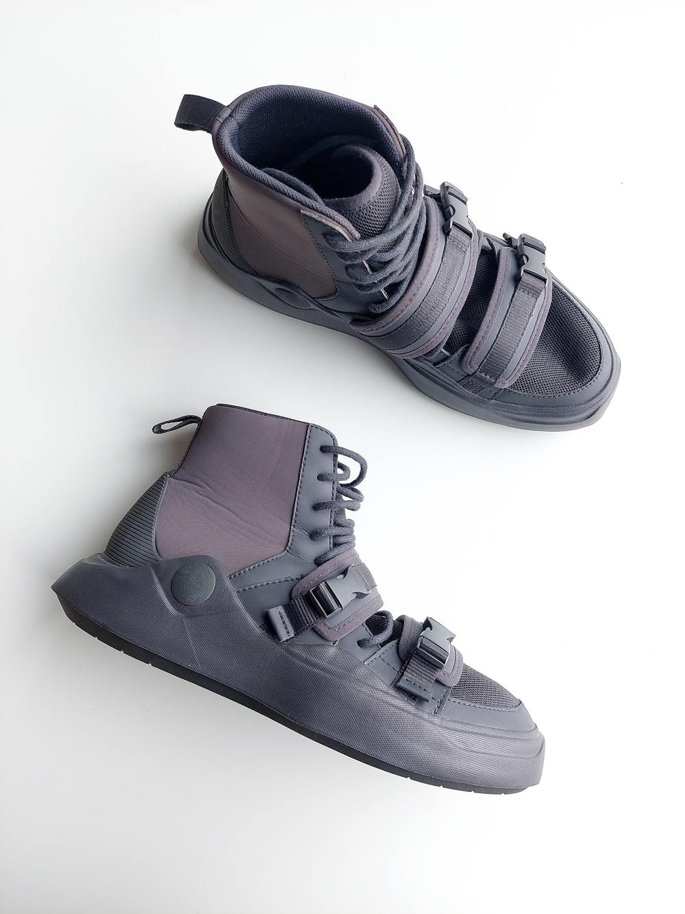 Puma Women's High-Top Strap Sneakers in Charcoal Gray